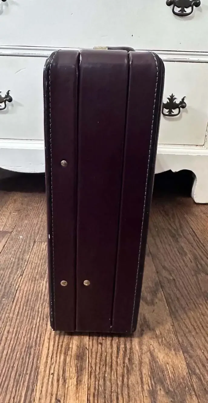 Vintage Heritage Top Grain Leather Hard Shell Briefcase in Burgundy